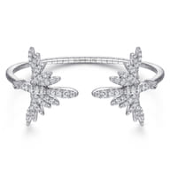 18K White Gold Split Diamond Pave Fan Bracelet