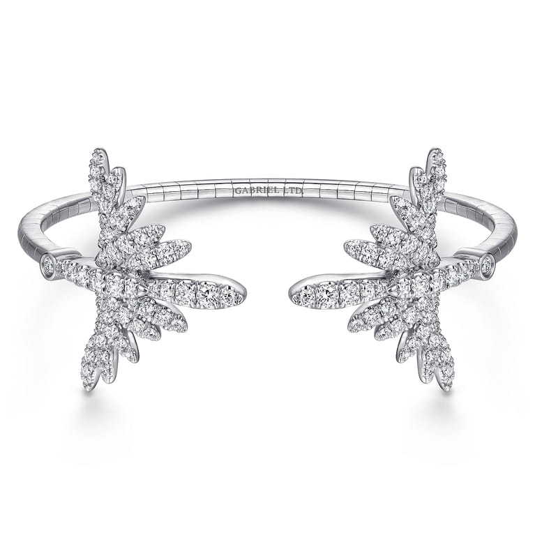 18K White Gold Split Diamond Pave Fan Bracelet - 1.6 ct - Shot 1