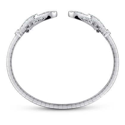 18K White Gold Split Diamond Pave Fan Bracelet
