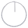 18K White Gold Station Necklace with Diamond Halo Baguettes - 2.5 ct