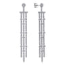 18K White Gold Three Row Linear Drop Diamond Stud Earrings - 1.6 ct