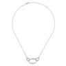 18K White Gold Triple Oval Link Diamond Pave Necklace - 1.6 ct