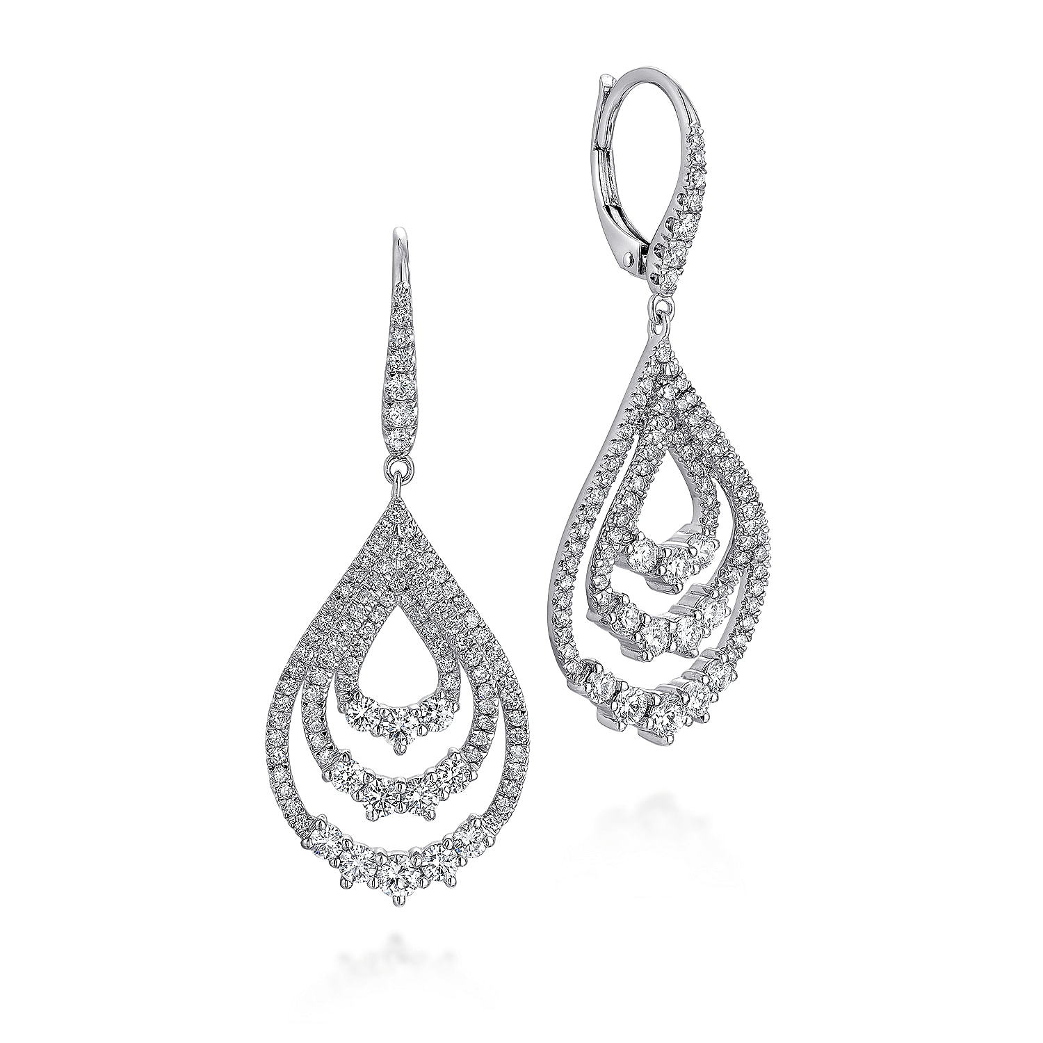 NEW 18K White Gold store Diamond Drop Earrings