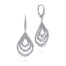 18K White Gold Triple Teardrop Diamond Drop Earrings - 1.4 ct