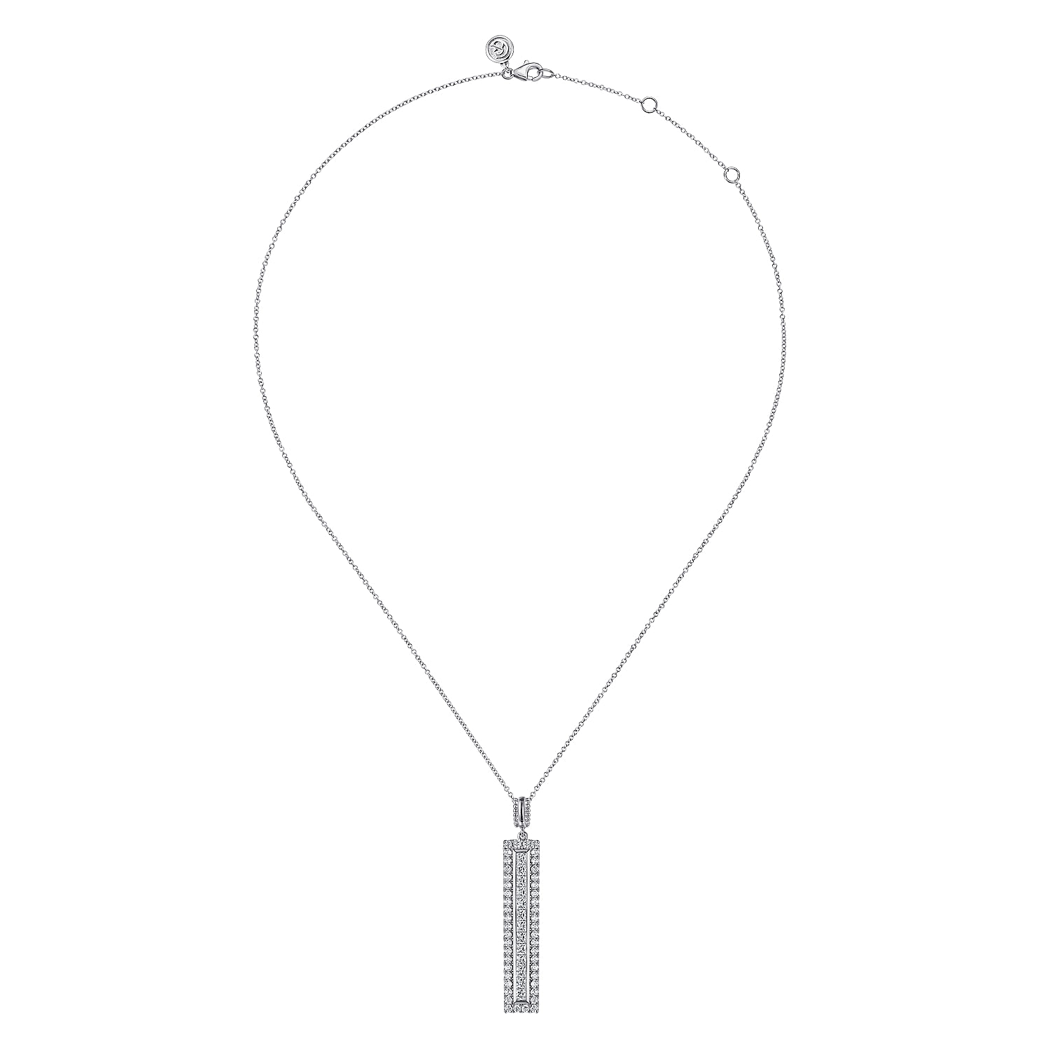 18K White Gold Vertical Diamond Bar Pendant Necklace @ $7500