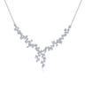 18K White Gold Waterfall Lariat Diamond Cluster Necklace - 2.18 ct