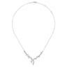 18K White Gold Waterfall Lariat Diamond Cluster Necklace - 2.18 ct