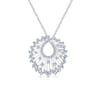 18K White Gold Waterfall Swirl Diamond Pendant Necklace - 1.85 ct
