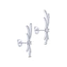 18K White Gold Whimsical Diamond Fan Stud Earrings - 0.9 ct