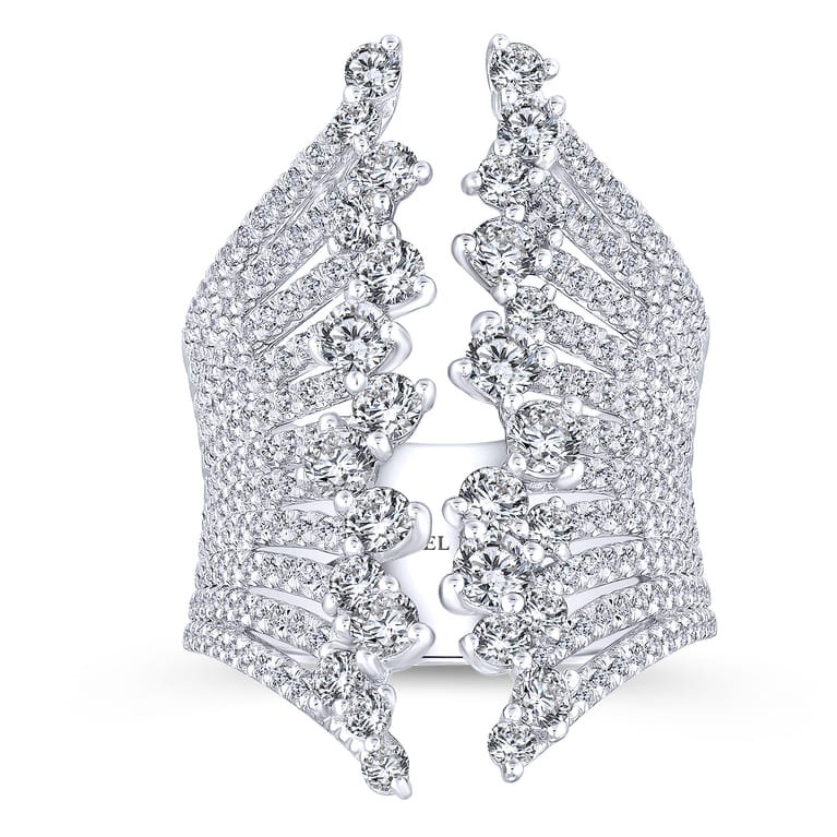 18K White Gold Wide Band Open Diamond Statement Ring - 2.46 ct - Shot 4