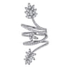 18K White Gold Wide Diamond Leaf Statement Wrap Ring - 1.35 ct