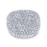 18K White Gold Wide Diamond Pave Domed Ring - 4.83 ct