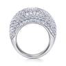 18K White Gold Wide Diamond Pave Domed Ring - 4.83 ct