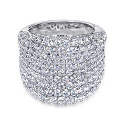 18K White Gold Wide Diamond Pave Statement Ring