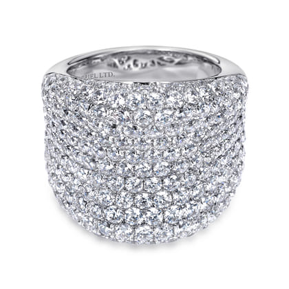 18K White Gold Wide Diamond Pave Statement Ring