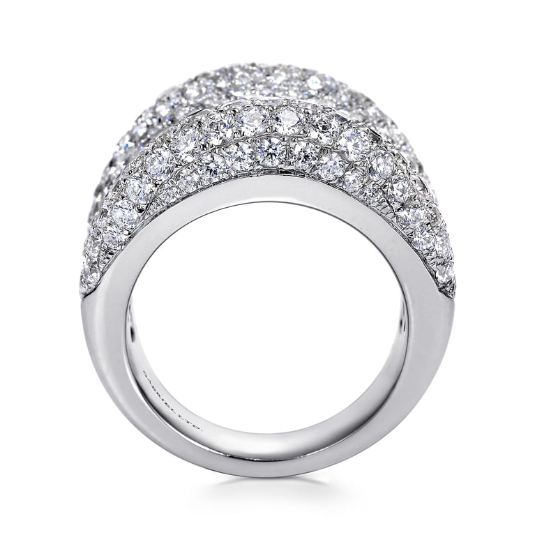 18K White Gold Wide Diamond Pave Statement Ring - 4.64 ct - Shot 2