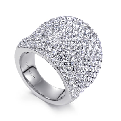 18K White Gold Wide Diamond Pave Statement Ring
