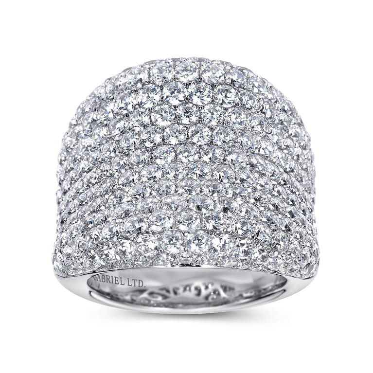 18K White Gold Wide Diamond Pave Statement Ring - 4.64 ct - Shot 4