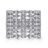 18K White Gold Wide Multi Row Diamond Ring - 1.4 ct