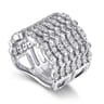 18K White Gold Wide Multi Row Diamond Ring - 1.4 ct