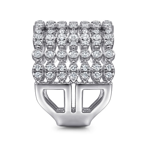 18K White Gold Wide Multi Row Diamond Ring - 1.4 ct - Shot 4