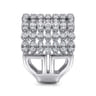 18K White Gold Wide Multi Row Diamond Ring - 1.4 ct