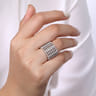 18K White Gold Wide Multi Row Diamond Ring - 1.4 ct