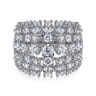 18K White Gold Wide Six Row Diamond Ring - 3.16 ct