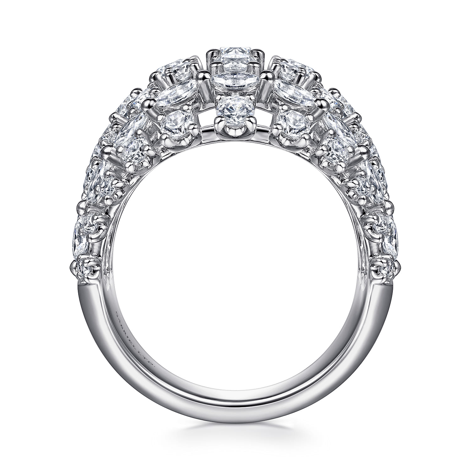 18K White Gold Wide Six Row Diamond Ring - 3.16 ct - Shot 2