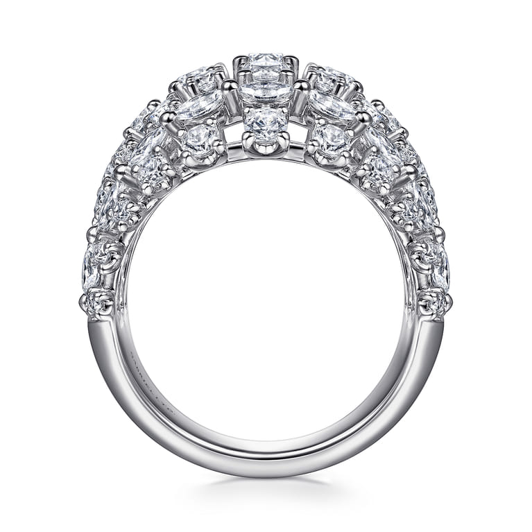 18K White Gold Wide Six Row Diamond Ring - 3.16 ct - Shot 2