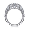 18K White Gold Wide Six Row Diamond Ring - 3.16 ct
