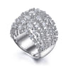18K White Gold Wide Six Row Diamond Ring - 3.16 ct