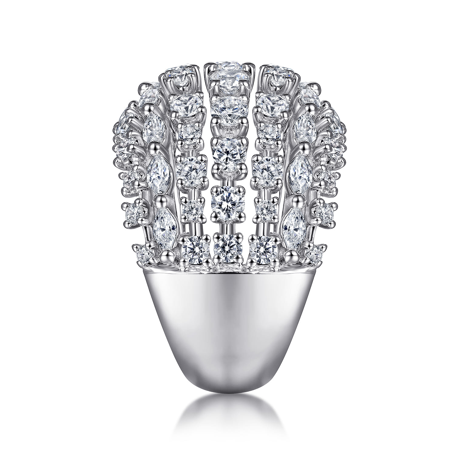 18K White Gold Wide Six Row Diamond Ring - 3.16 ct - Shot 4