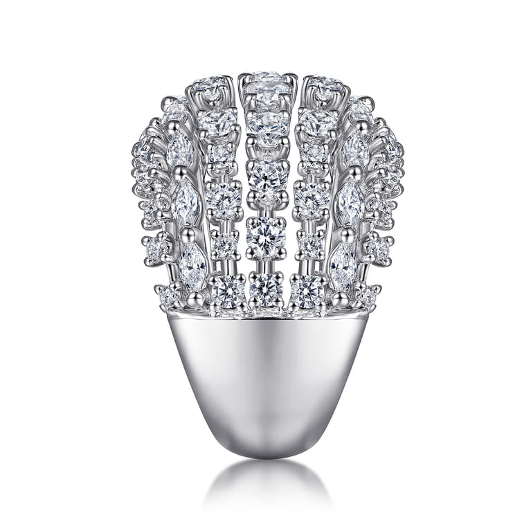 18K White Gold Wide Six Row Diamond Ring - 3.16 ct - Shot 4