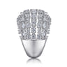 18K White Gold Wide Six Row Diamond Ring - 3.16 ct