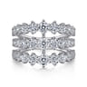 18K White Gold Wide Three Row Diamond Ring - 2.79 ct