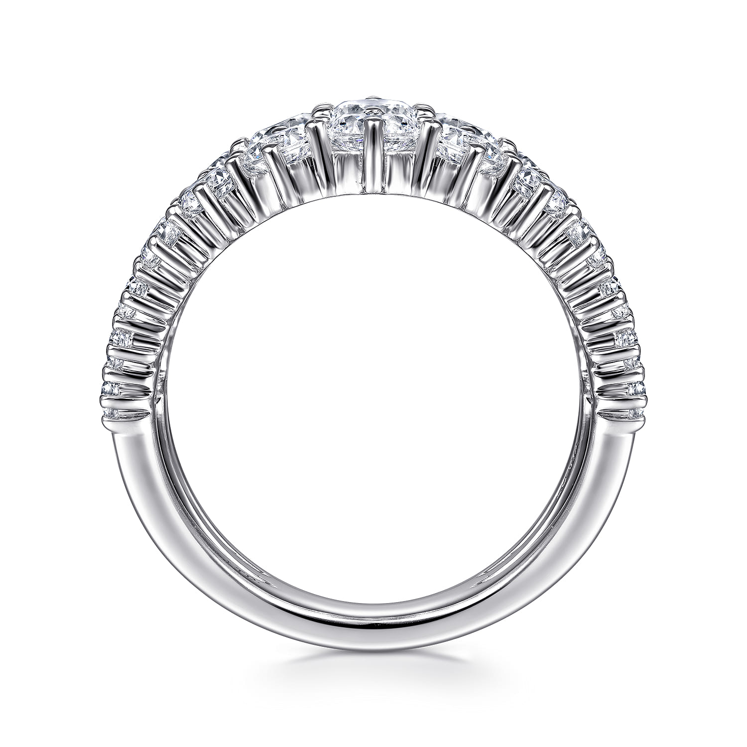 18K White Gold Wide Three Row Diamond Ring - 2.79 ct - Shot 2