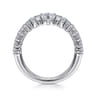 18K White Gold Wide Three Row Diamond Ring - 2.79 ct