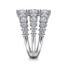 18K White Gold Wide Three Row Diamond Ring - 2.79 ct