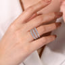 18K White Gold Wide Three Row Diamond Ring - 2.79 ct
