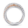 18K White-Rose Gold Layered Wide Band Diamond Ring - 2.37 ct