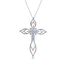 18K White-Rose Gold Openwork Diamond Cross Pendant Necklace - 1.1 ct