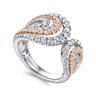 18K White  Rose Gold Split Shank Diamond Wide Band Ring - 1.06 ct
