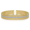 18K White-Yellow Gold Bujukan Cuff Bracelet with Butter Cup Setting in size 6.5