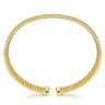 18K White-Yellow Gold Bujukan Cuff Bracelet with Butter Cup Setting in size 6.5