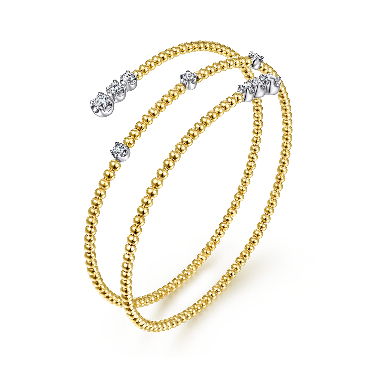 18K White-Yellow Gold Diamond Bangle with Butter Cup Setting in size 6.25 - Shot 2