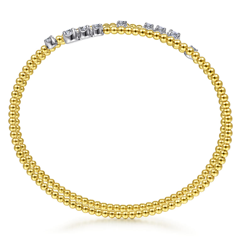 18K White-Yellow Gold Diamond Bangle with Butter Cup Setting in size 6.25 - Shot 3