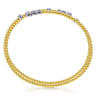 18K White-Yellow Gold Diamond Bangle with Butter Cup Setting in size 6.25