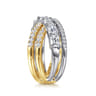 18K White  Yellow Gold Diamond Criss Cross Ladies Ring - 2.2 ct
