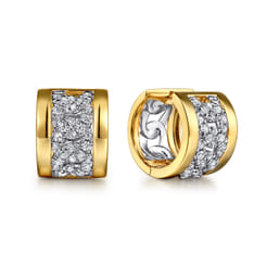 18K-White--Yellow-Gold-Diamond-Link-Huggie-Earrings1
